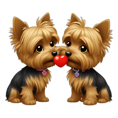 two Yorkshire terriers kissing sticker