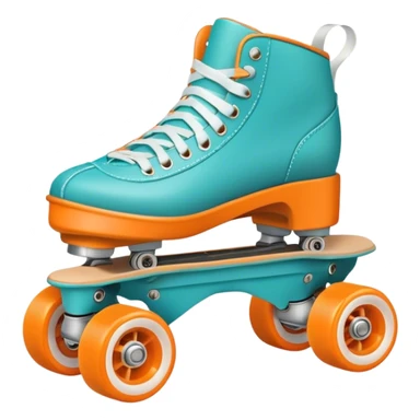 Realistic turquoise and white roller skate with orange wheels sticker