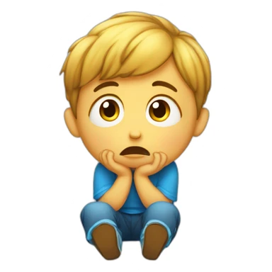 Un enfant triste assis tout seul sticker