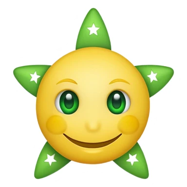 green smiley emoji stars instead of eyes sticker