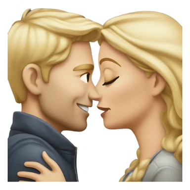 A blonde woman kissing a blonde man on the cheek sticker