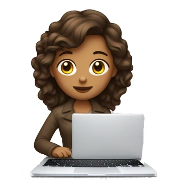 jeune femme blanche, brune, qui travaille sur son macbook sticker