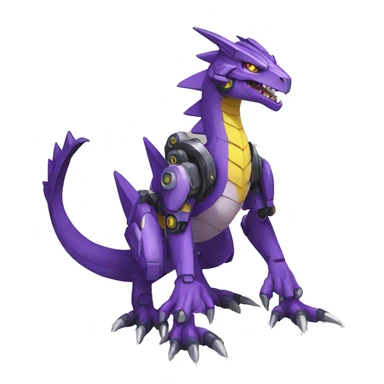  Cool Edgy Purple Yellow Digimon-Fakemon-Raptor-Dragon-Mecha full body sticker