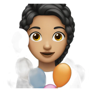 girl in black hair with balloons  sticker