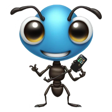ant holding a phone sticker