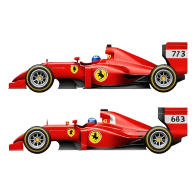 side view of a simplified bright red Ferrari Formula 1 car from the 2000s, emoji style sticker