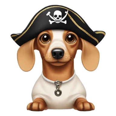 mini cream dachshund with an eye patch and pirate hat sticker