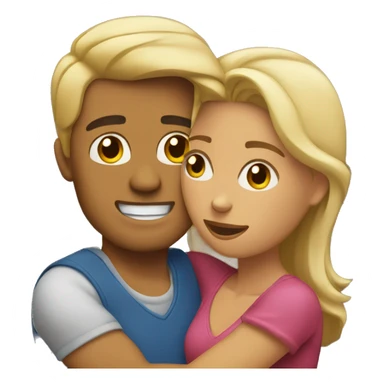 Blond man and hispanic woman hug each other sticker