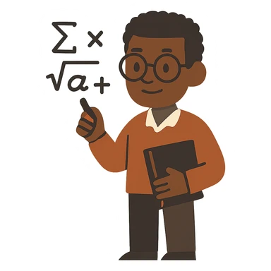 flat toon style black mathematician sticker