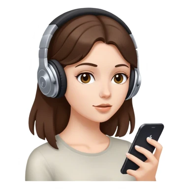 white Girl listening to music  brunette  sticker