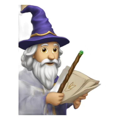 Wizard with a magic wand editing a document  sticker