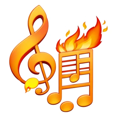 Fire emoji with musical notes for 'Despacito' sticker