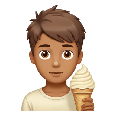 Boy with an iced cream haircut and brown hair. Brown eyes and looks sunburnt  sticker