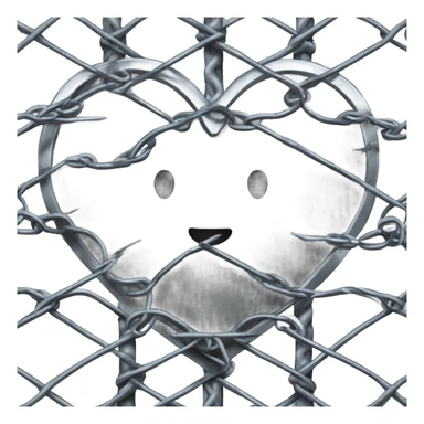A heart encircled by chain link fence topped with razor wire  sticker