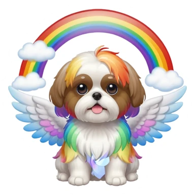 Rainbow behind Shihtzu angel sticker