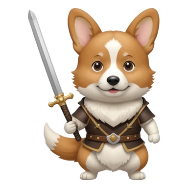 corgi with sword strapped to his front sticker