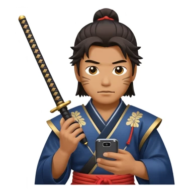 Samurai with Smartphone. sticker