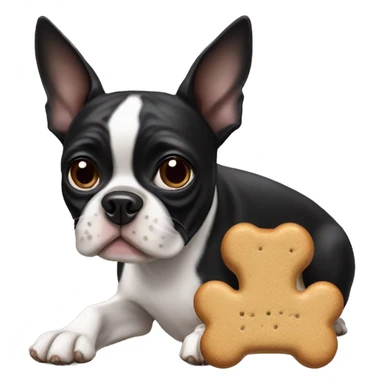 boston terrier with dog treat sticker