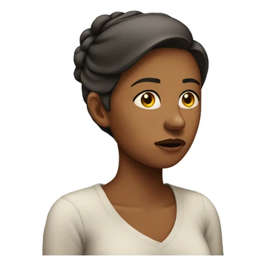 concerned woman looking to the side sticker