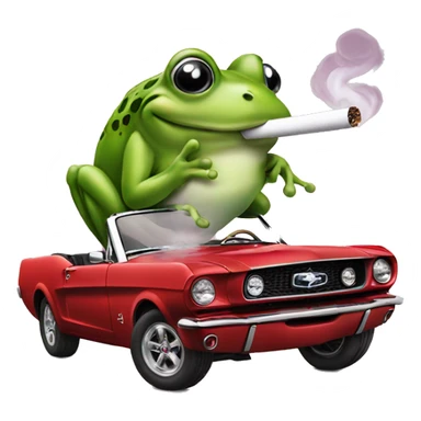 Frog in convertible mustang smoking sticker