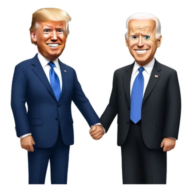 Biden and trump with giant eyes holding hands sticker
