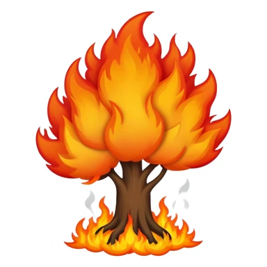Flaming bush on fire with smoke sticker