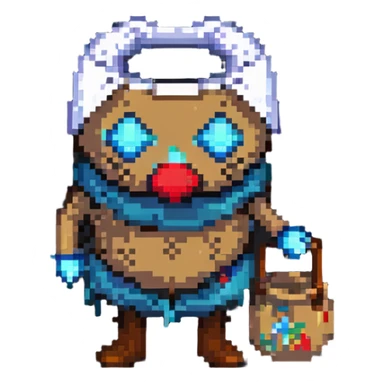 retro game horror character with stitched sack mask sticker