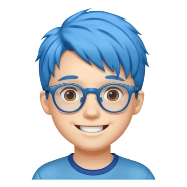 blue haired kid with glasses sticker