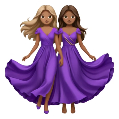 A couple in same outfit female with long hair and purple dress sticker