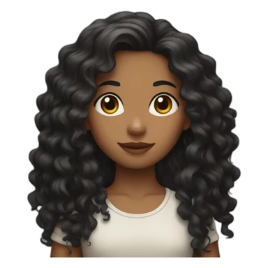 girl with long dark curly hair sticker