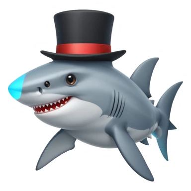 Shark with a top hat sticker