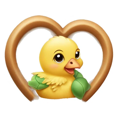 Baby chicken , turtle and teddy bear 🧸 inside heart emoji sticker