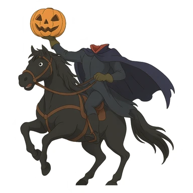 ghibli style headless horseman sticker