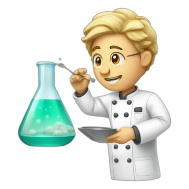 A chef conducting a scientific experiment in a laboratory. sticker