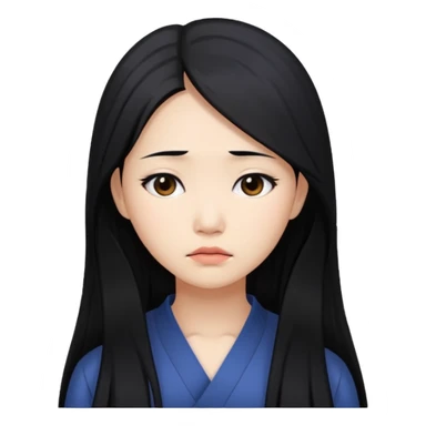 Beautiful Asian woman with long black hair sad sticker