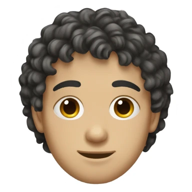 Young slavic guy, light skin, dark curly medium length hair with small bangs that don't cover his eyes.  sticker