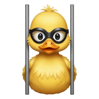 baby duck wearing a mask behind jail bars sticker