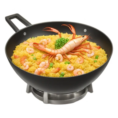 shrimp making fried rice in a wok sticker