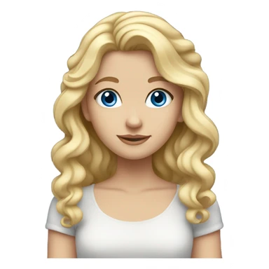 Blonde white girl with curled hair and blue eyes sticker
