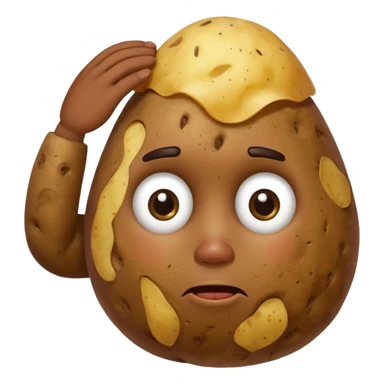 Potato that is confused with hand scratching his head sticker