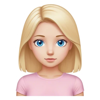 Medium long blonde hair blue eyed girl in light pink top  sticker