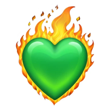 green heart on fire sticker