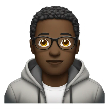 Black guy wearing a hoodie with glasses with a camera  sticker