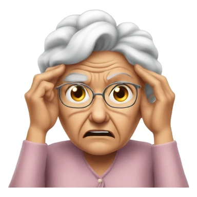 angry grandma cover her ears with her hand sticker