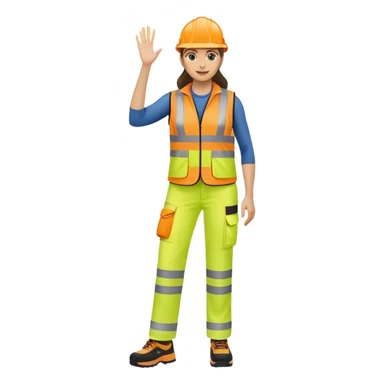 female hi-vis vest trousers, shoes, hand raised sticker
