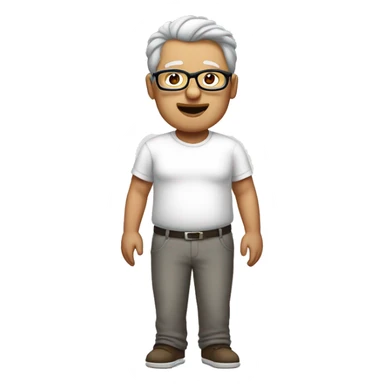 Full body Fat man grey hair with glasses in white t-shirt sticker