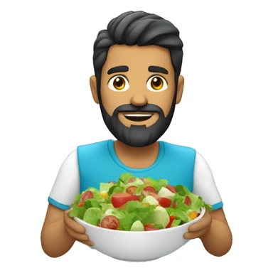 Latino man with beard eating salad sticker