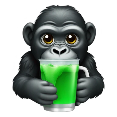 gorilla drinking a soda in black and green pack sticker