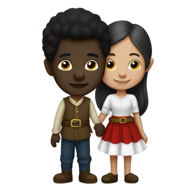 A black male gnome holding hands with a white female gnome sticker