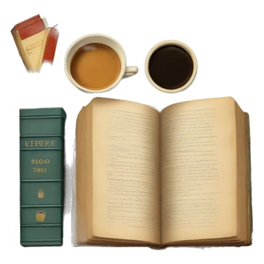 vintage tray with books and coffee  sticker